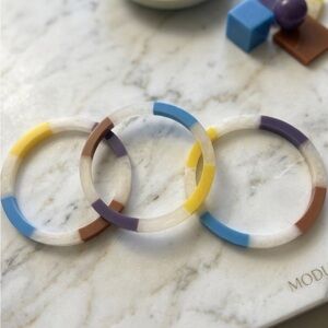 Plunder Set of 3 Resin Colorblock Bangle Bracelets (NIP)